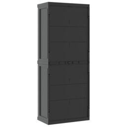 Berkfield Home Outdoor Storage Cabinet Grey & Black 65x37x165 cm PP - Size: 65 x 37 x 165 cm - thumbnail 6