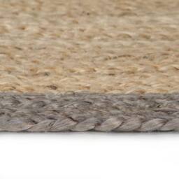 Berkfield Home Handmade Rug Jute with Grey Border 120 cm - Size: 100 cm diameter - thumbnail 3