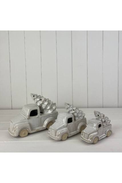 KDMD Grey Festive Glazed Ceramic Car Carrying Christmas Tree Ornament - image 1