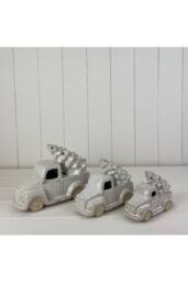 KDMD Grey Festive Glazed Ceramic Car Carrying Christmas Tree Ornament - thumbnail 2