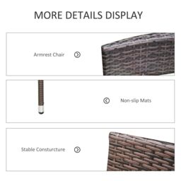 OUTSUNNY 2PC Outdoor Rattan Armchair Wicker Dining Chair Set for Garden in Brown - Size: 2 Pack - thumbnail 5
