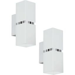 Loops 2 PACK Wall Light Colour Chrome Plated Steel White Square Shape Shade GU10 3.3W