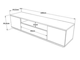 Vente-unique TV Unit With 3 Doors & 1 Compartment - White & Natural - LOTULA in Light Oak - thumbnail 8