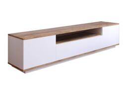 Vente-unique TV Unit With 3 Doors & 1 Compartment - White & Natural - LOTULA in Light Oak - thumbnail 2