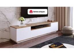 Vente-unique TV Unit With 3 Doors & 1 Compartment - White & Natural - LOTULA in Light Oak - thumbnail 4