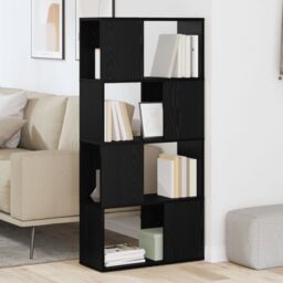 Berkfield Home Bookshelf Black oak Engineered wood 60 x 24 x 124 cm - thumbnail 4