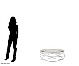 Orsina Round Silver Swirl Coffee Table, Interlinked Stainless Steel Base with Glass, Statement Piece for Living Room - thumbnail 4