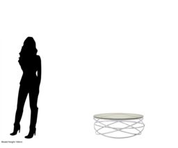 Orsina Round Silver Swirl Coffee Table, Interlinked Stainless Steel Base with Glass, Statement Piece for Living Room - thumbnail 3