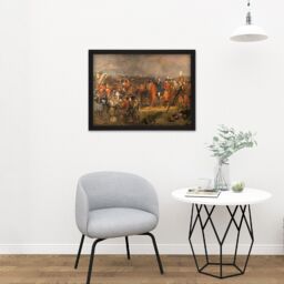 "Artery8 Wall Art Print Pieneman The Battle Of Waterloo Painting Large Framed Wall Décor Art in Light Oak - Size: W18"" x H24""" - thumbnail 2