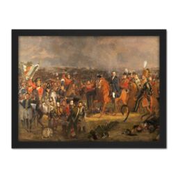 "Artery8 Wall Art Print Pieneman The Battle Of Waterloo Painting Large Framed Wall Décor Art in Light Oak - Size: W18"" x H24""" - thumbnail 1