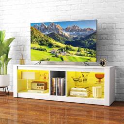 Costway Wooden TV Stand Cabinet for 65 Inch TVs Media Entertainment Center in White - thumbnail 1