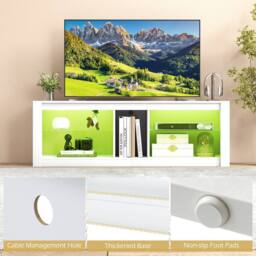 Costway Wooden TV Stand Cabinet for 65 Inch TVs Media Entertainment Center in White - thumbnail 9