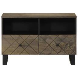 Berkfield Home TV Cabinet Black 70x33x46 cm Solid Wood Mango - Size: 70 x 33 x 46 cm - thumbnail 1