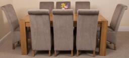 Thats Furniture Kuba 180 x 90 cm Chunky Oak Dining Table & 8 Montana Fabric Chairs in Grey - thumbnail 2