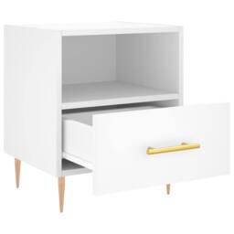 Berkfield Home Modern Bedside Cabinet White 40x35x47.5 cm Engineered Wood - thumbnail 1