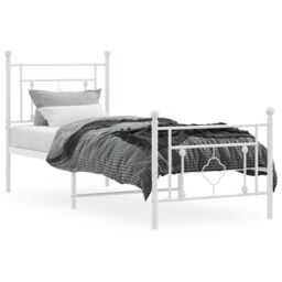 Berkfield Home Metal Bed Frame without Mattress with Footboard White 80x200cm - Size: 80x200 cm - thumbnail 3