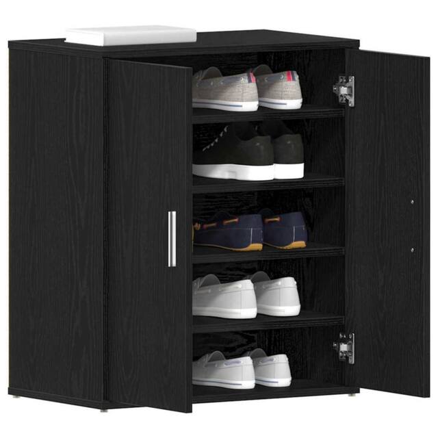 Berkfield Home Modern Black Oak Shoe Cabinet 60x35x70 cm Made from Engineered Wood - Size: 60 x 35 x 70 cm - image 1