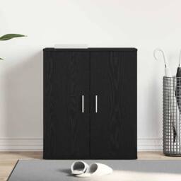 Berkfield Home Modern Black Oak Shoe Cabinet 60x35x70 cm Made from Engineered Wood - Size: 60 x 35 x 70 cm - thumbnail 4