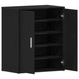 Berkfield Home Modern Black Oak Shoe Cabinet 60x35x70 cm Made from Engineered Wood - Size: 60 x 35 x 70 cm - thumbnail 5