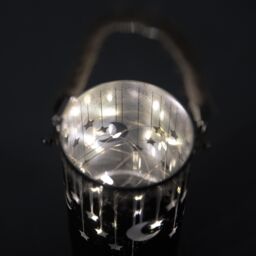 Shatchi 17cm Christmas Decorated Jar Led Black Glass Vase / Moon / Stars - thumbnail 3