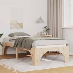 Berkfield Home Floor Bed Frame with Storage Brown 90 x 190 cm Solid pine wood in Natural - thumbnail 2