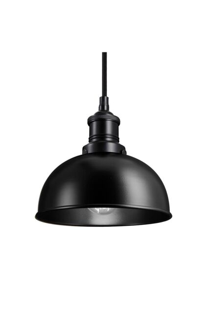 Industville Brooklyn Dome Pendant, 8 Inch, Black, Black Holder - image 1