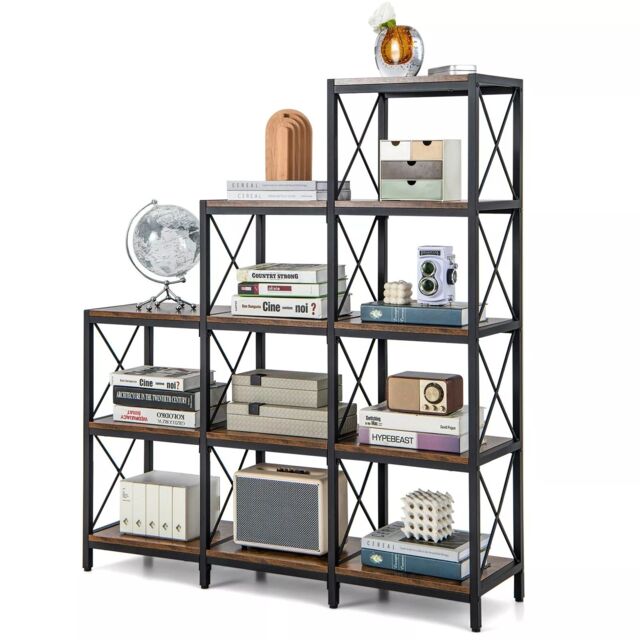 Costway Wooden 9 Cube Bookcase 5 Tier Open Storage Cabinet Free Standing Anti-toppling in Brown - image 1