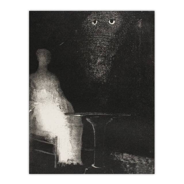 "Artery8 Gaze on the Chair Human Figure Outline Redon Wall Art Print Poster in Grey - Size: W12"" x H16""" - image 1