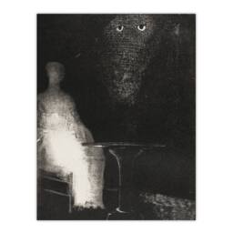"Artery8 Gaze on the Chair Human Figure Outline Redon Wall Art Print Poster in Grey - Size: W12"" x H16""" - thumbnail 1