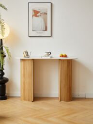 Nordlys Scandinavian Wooden Console Table with Storage in White - thumbnail 3