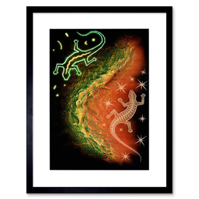 "Artery8 Painting Aboriginal Australian Lizard Style 12x16"" Framed Art Print - Size: W12"" x H16""" - image 1