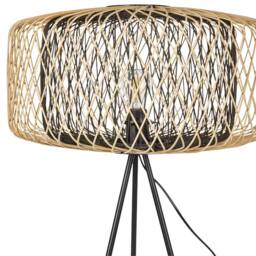 Wyld and Coco Floor Lamp - Woven Bamboo Shade 120 cm Black Metal Tripod Base - thumbnail 6