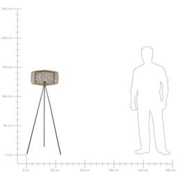 Wyld and Coco Floor Lamp - Woven Bamboo Shade 120 cm Black Metal Tripod Base - thumbnail 9