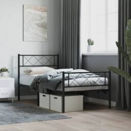 Berkfield Home Metal Bed Frame with Headboard & Footboard Black 100x190 cm - thumbnail 1