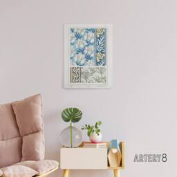 "Artery8 Iris Flower Canvas Wall Art Print Vintage Floral Verneuil in Blue - Size: W18"" x H24""" - thumbnail 3