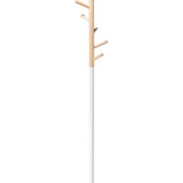 Wyld and Coco Coat Stand - Pine and White Hall Rack with Six Hooks - thumbnail 2