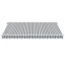Berkfield Home Manual Retractable Awning with LED Anthracite&White 400x350 cm in Black - thumbnail 4