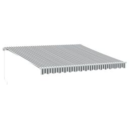 Berkfield Home Manual Retractable Awning with LED Anthracite&White 400x350 cm in Black - thumbnail 2