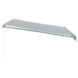 Berkfield Home Manual Retractable Awning with LED Anthracite&White 400x350 cm in Black - thumbnail 5
