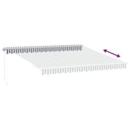 Berkfield Home Manual Retractable Awning with LED Anthracite&White 400x350 cm in Black - thumbnail 6