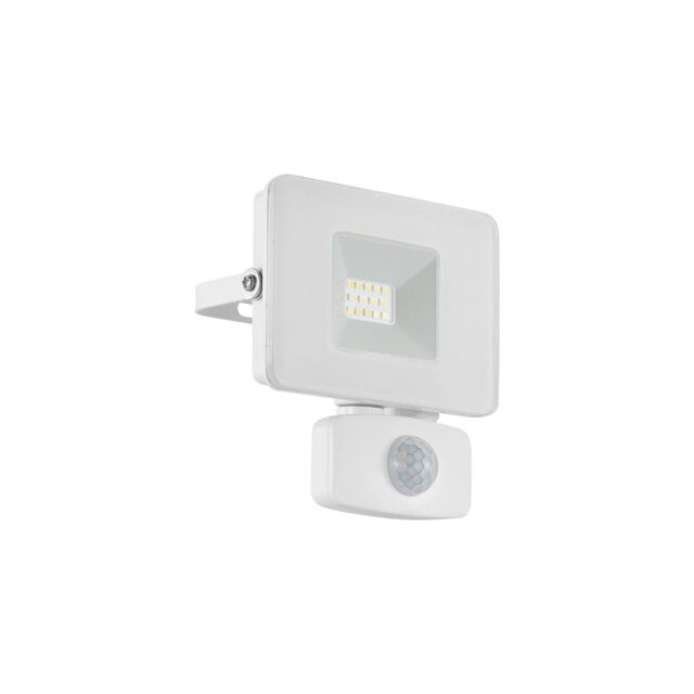 Loops IP44 Outdoor Flood Light & PIR Sensor White Aluminium 10W Built in LED - image 1