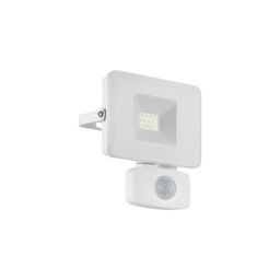 Loops IP44 Outdoor Flood Light & PIR Sensor White Aluminium 10W Built in LED