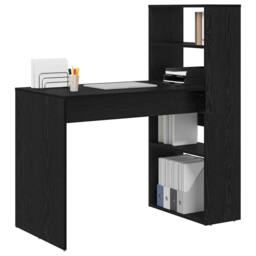 Berkfield Home Desk with Storage Black Oak 113x54x120 cm Engineered Wood - Size: 113 x 54 x 120 cm - thumbnail 3