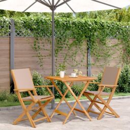 Berkfield Home 3 Piece Bistro Set Taupe Fabric & Solid Wood