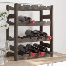 Berkfield Home Beautiful Wine Rack for 16 Bottles Grey Solid Wood Pine - thumbnail 2