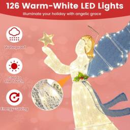 Costway 5FT 3D Glittered Angel Christmas Decoration w/ Wings & LED Lights - thumbnail 7