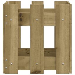 Berkfield Home Garden Planter with Fence Design 30x30x30 cm Impregnated Wood Pine in Brown - Size: 30 x 30 x 30 cm - thumbnail 6