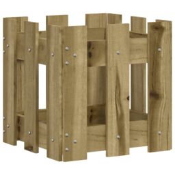 Berkfield Home Garden Planter with Fence Design 30x30x30 cm Impregnated Wood Pine in Brown - Size: 30 x 30 x 30 cm - thumbnail 2