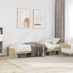 Berkfield Home Bed Frame without Mattress Sonoma Oak 90x200 cm Engineered Wood in Brown - thumbnail 1