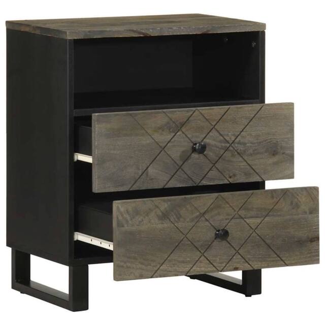 Berkfield Home Bedside Cabinet Black 50x33x62 cm Solid Wood Mango - Size: 50 x 33 x 62 cm - image 1